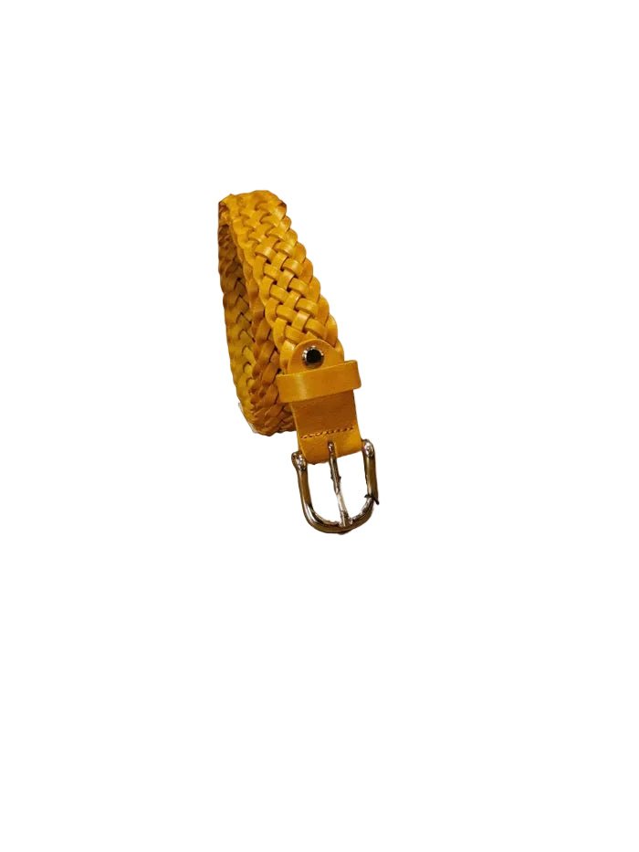 Cintura intrecciata alta 2,5 cm Pelletteria Allegrini Filippo SPIGA6CAPI Senape - Pelletteria Allegrini