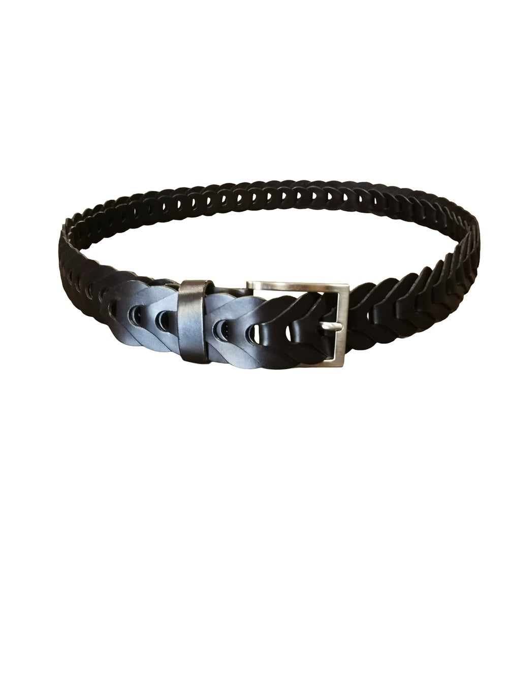 Cintura intrecciata alta 3,5 cm Pelletteria Allegrini Filippo PERA Cacao - Pelletteria Allegrini