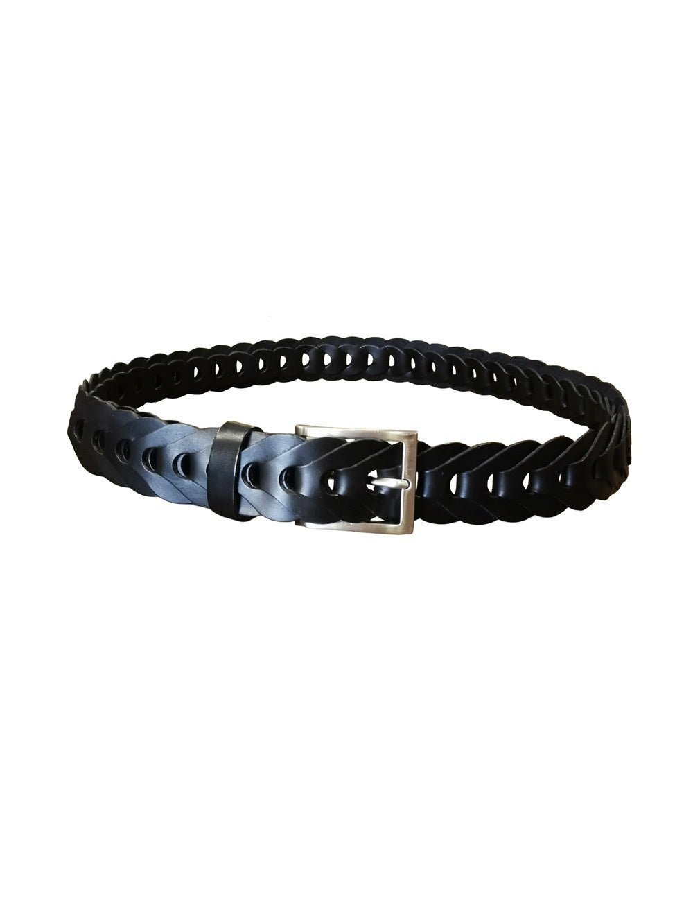 Cintura intrecciata alta 3,5 cm Pelletteria Allegrini Filippo PERA Nero - Pelletteria Allegrini