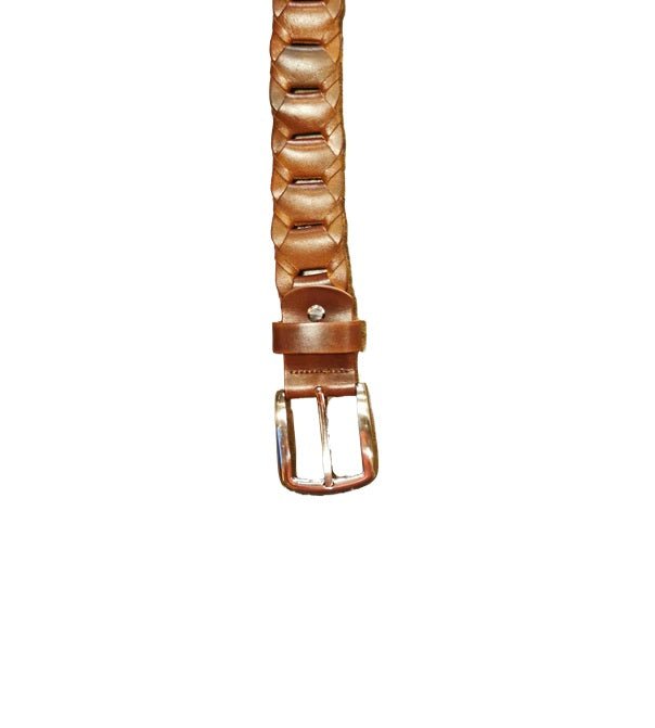 Cintura intrecciata alta 3,5 cm Pelletteria Allegrini Filippo TONDINO35 Marrone antico - Pelletteria Allegrini