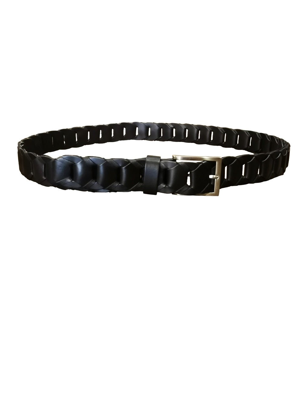 Cintura intrecciata alta 3,5 cm Pelletteria Allegrini Filippo TONDINO35 Nero - Pelletteria Allegrini
