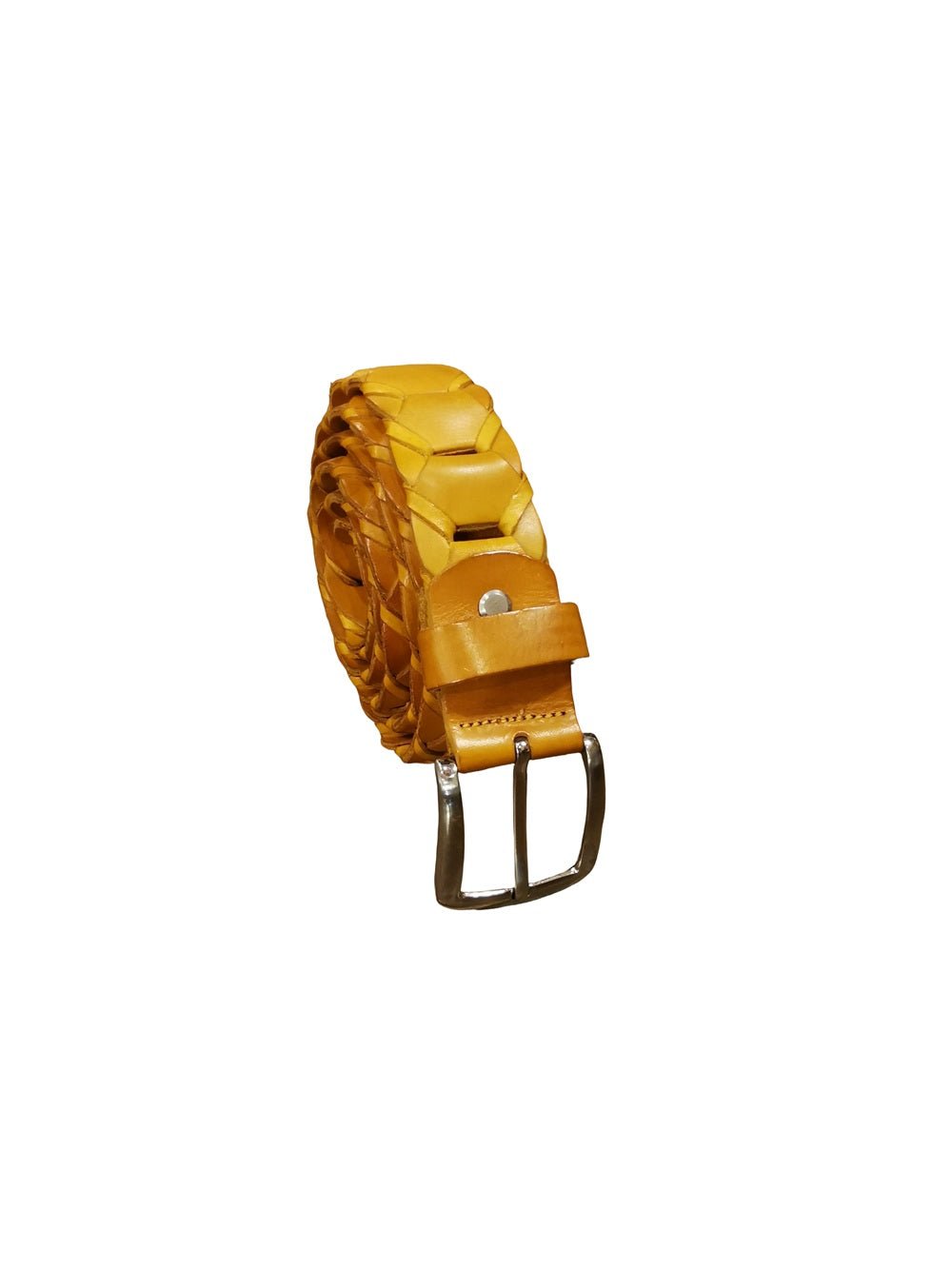 Cintura intrecciata alta 3,5 cm Pelletteria Allegrini Filippo TONDINO35 Senape - Pelletteria Allegrini