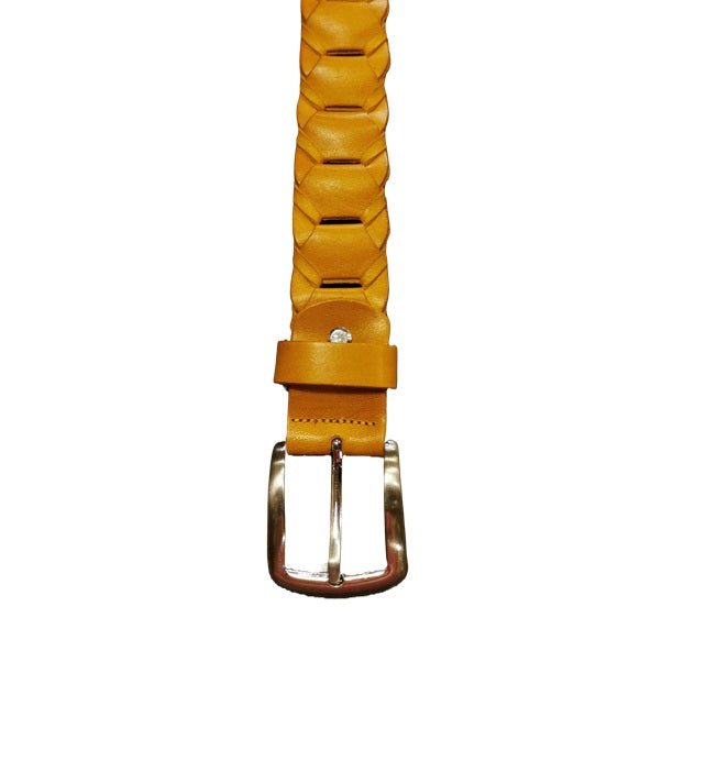 Cintura intrecciata alta 3,5 cm Pelletteria Allegrini Filippo TONDINO35 Senape - Pelletteria Allegrini