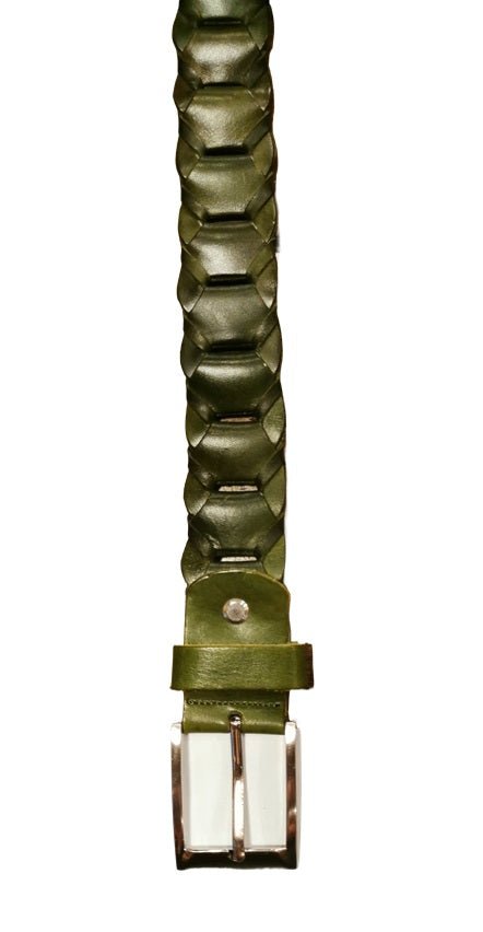 Cintura intrecciata alta 3,5 cm Pelletteria Allegrini Filippo TONDINO35 Verde bottiglia - Pelletteria Allegrini