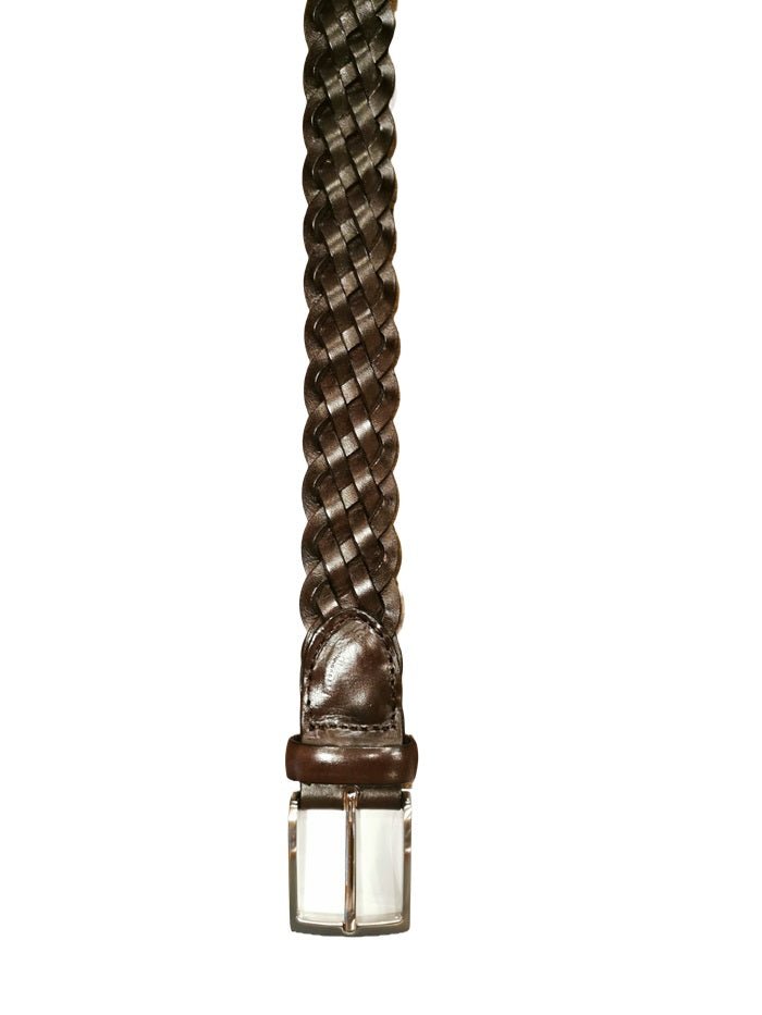 Cintura intrecciata in cuoio Pelletteria Allegrini Filippo 6183/7375 testa di moro - Pelletteria Allegrini