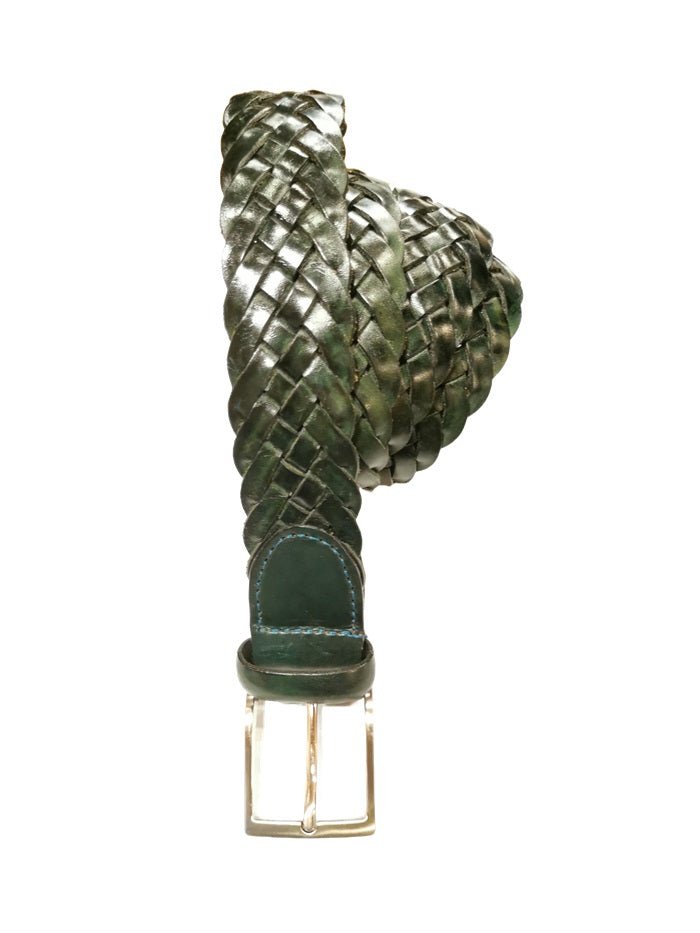 Cintura intrecciata in cuoio Pelletteria Allegrini Filippo 6183/7375 verde - Pelletteria Allegrini