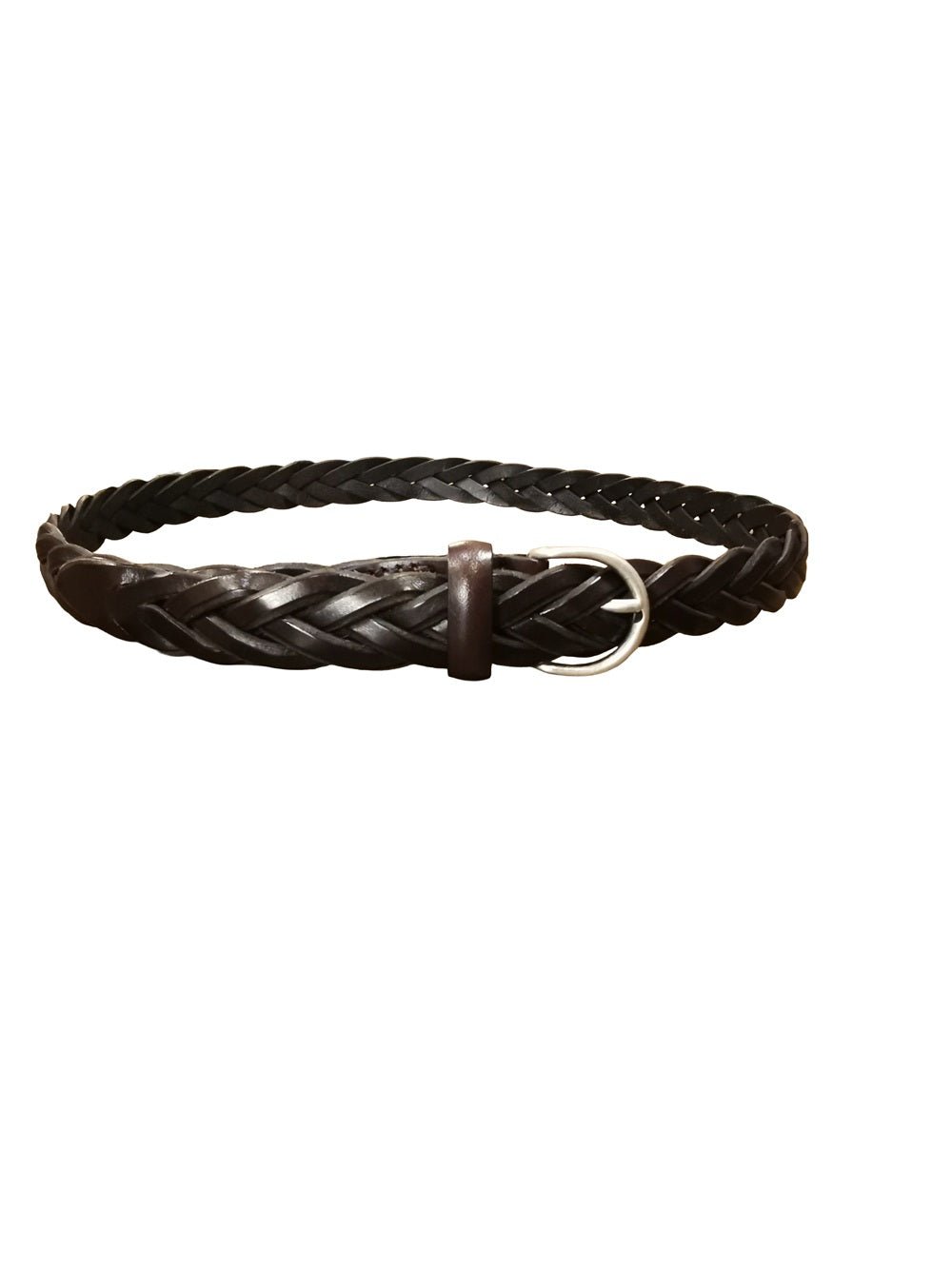 Cintura intrecciata in pelle alta 2,5 cm Pelletteria Allegrini Filippo 6096/7446 Testa di moro - Pelletteria Allegrini