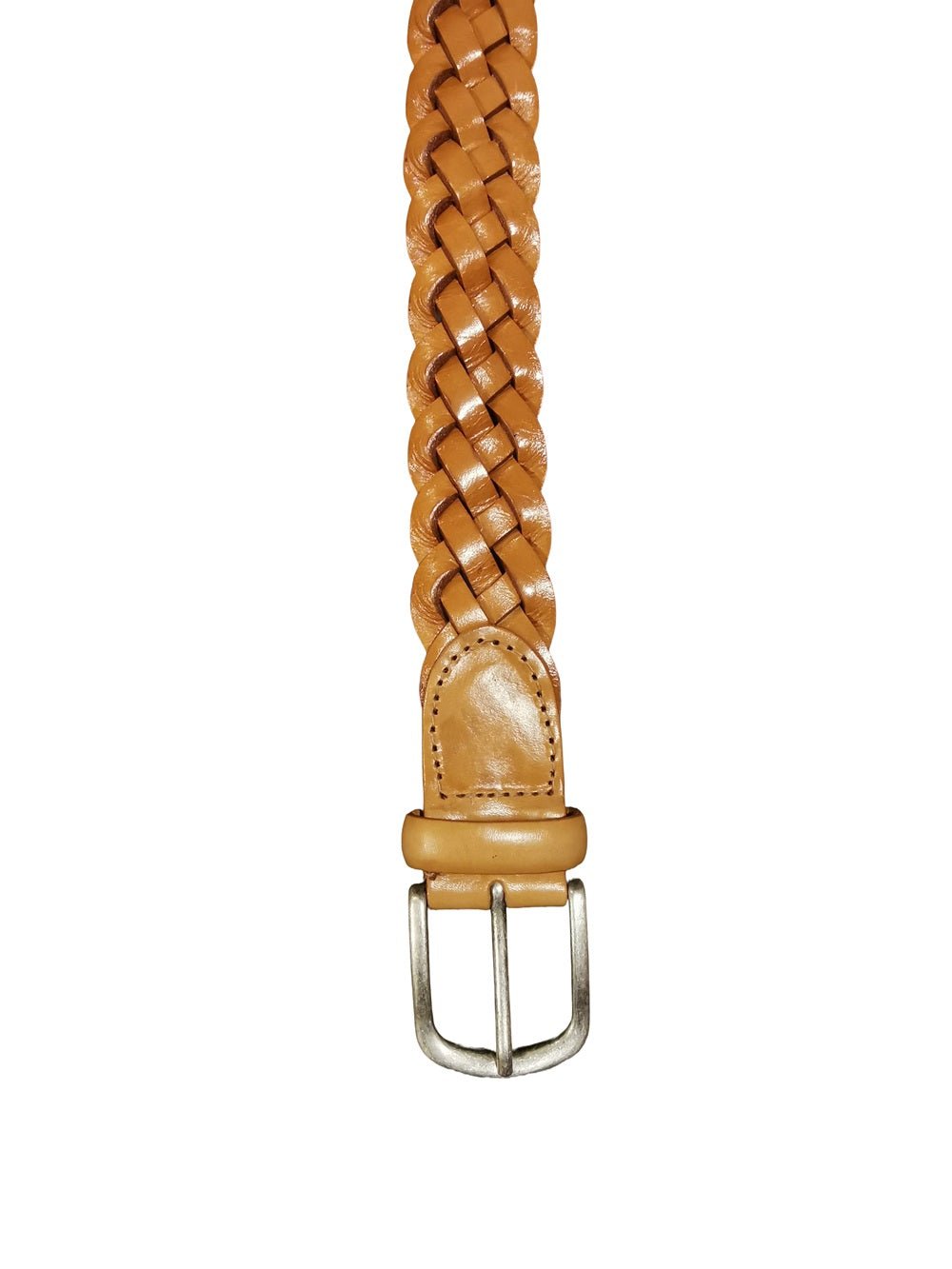 Cintura intrecciata in pelle alta 3,5 cm Pelletteria Allegrini Filippo 6209/7656 Naturale - Pelletteria Allegrini