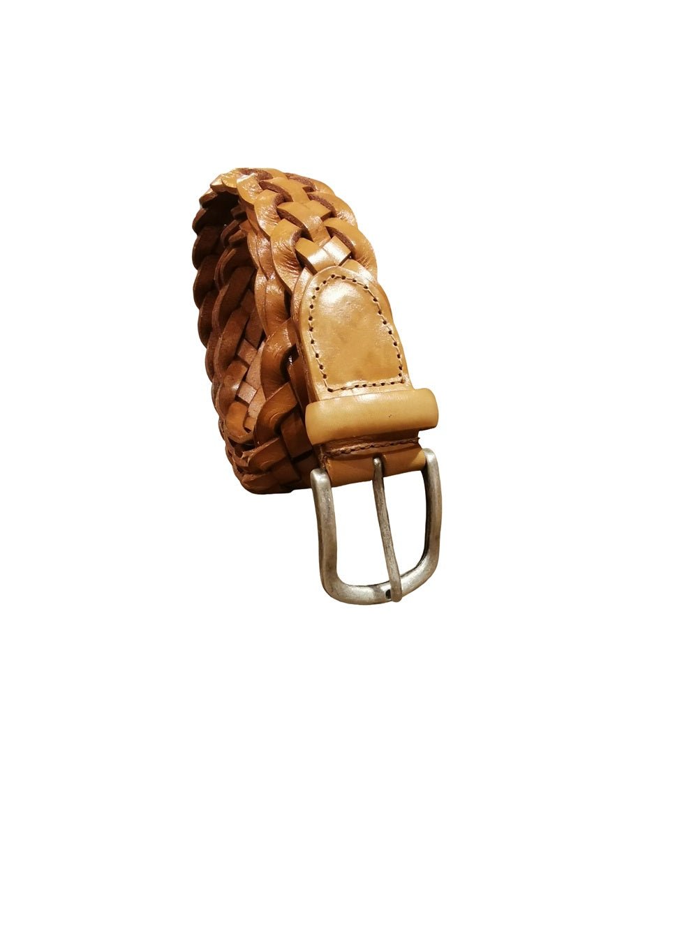 Cintura intrecciata in pelle alta 3,5 cm Pelletteria Allegrini Filippo 6209/7656 Naturale - Pelletteria Allegrini