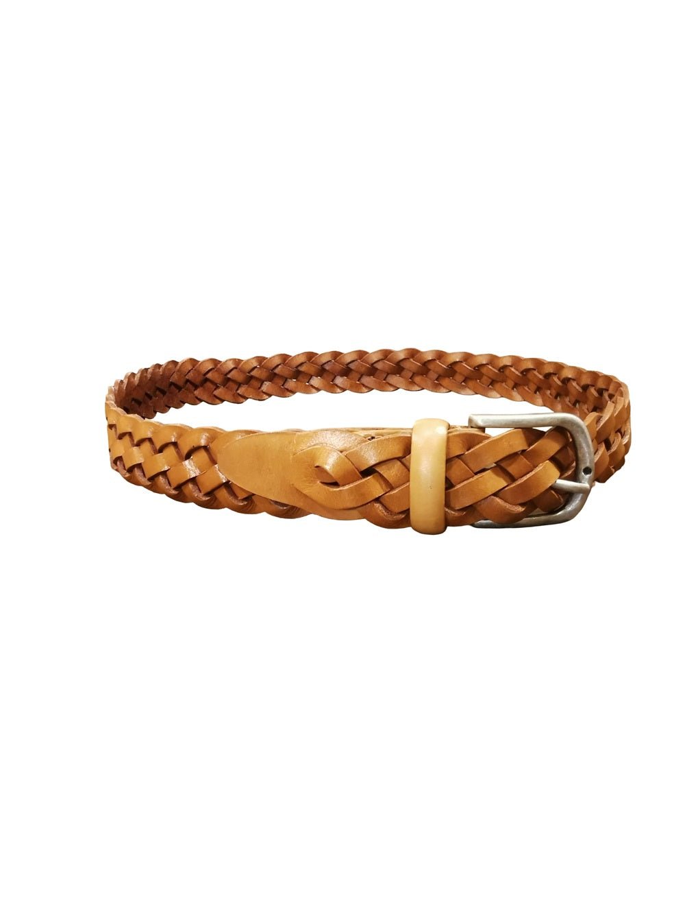 Cintura intrecciata in pelle alta 3,5 cm Pelletteria Allegrini Filippo 6209/7656 Naturale - Pelletteria Allegrini