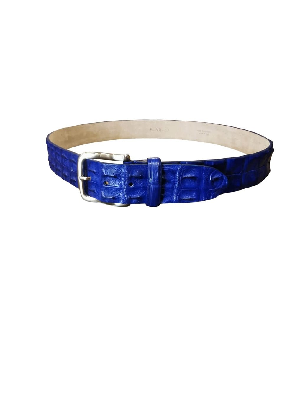 Cintura uomo in schiena di vero coccodrillo Pelletteria Allegrini Filippo C326 Bluette - Pelletteria Allegrini