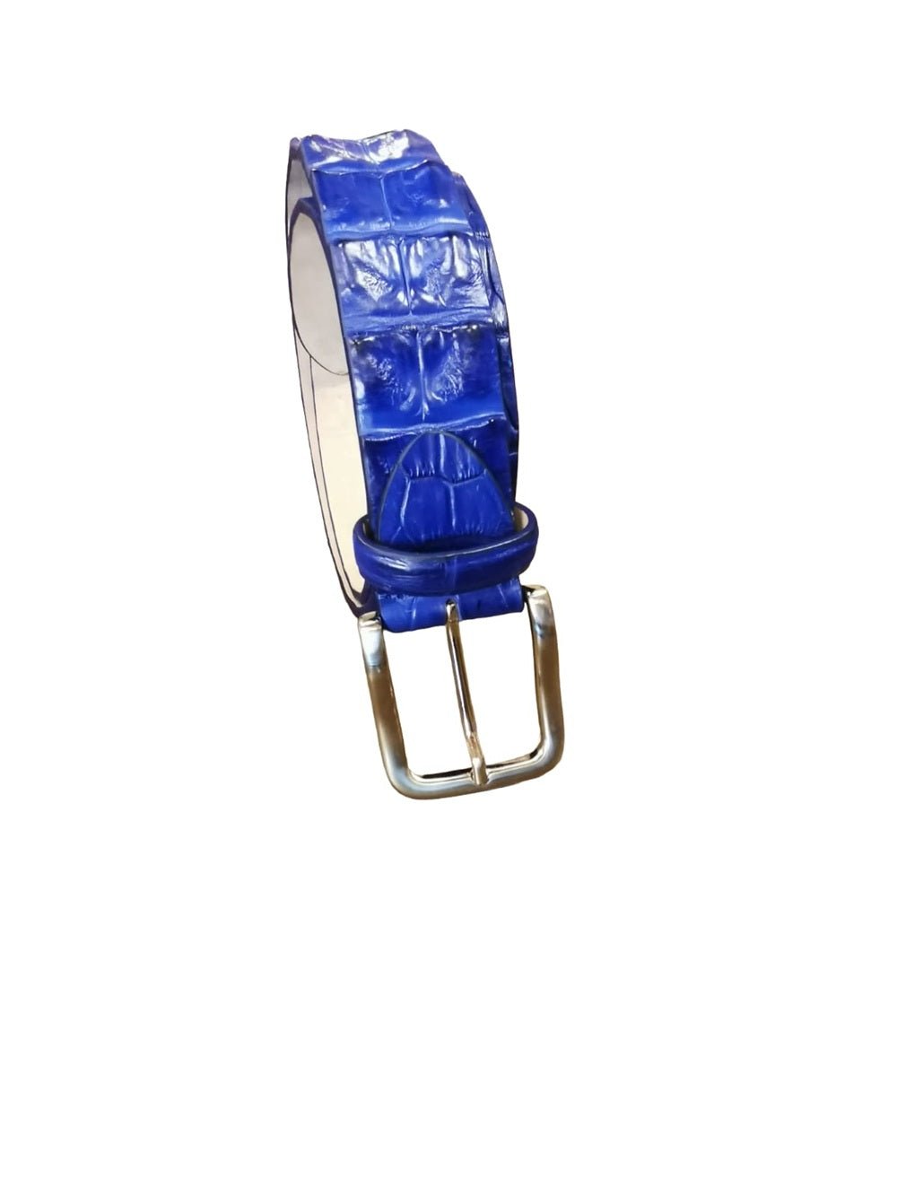 Cintura uomo in schiena di vero coccodrillo Pelletteria Allegrini Filippo C326 Bluette - Pelletteria Allegrini