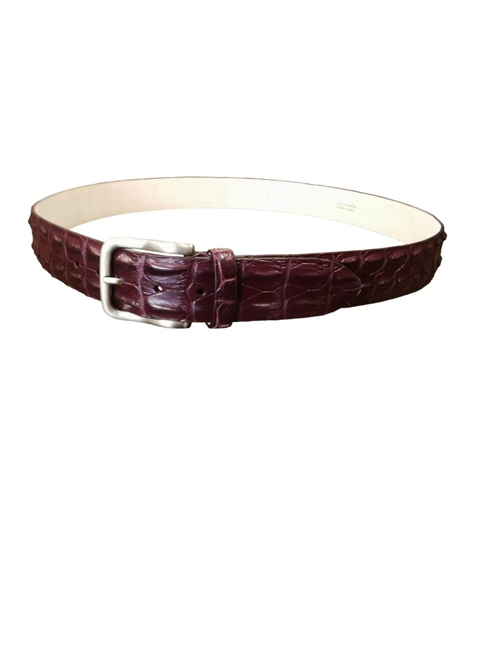 Cintura uomo in schiena di vero coccodrillo Pelletteria Allegrini Filippo C326 Bordeaux - Pelletteria Allegrini