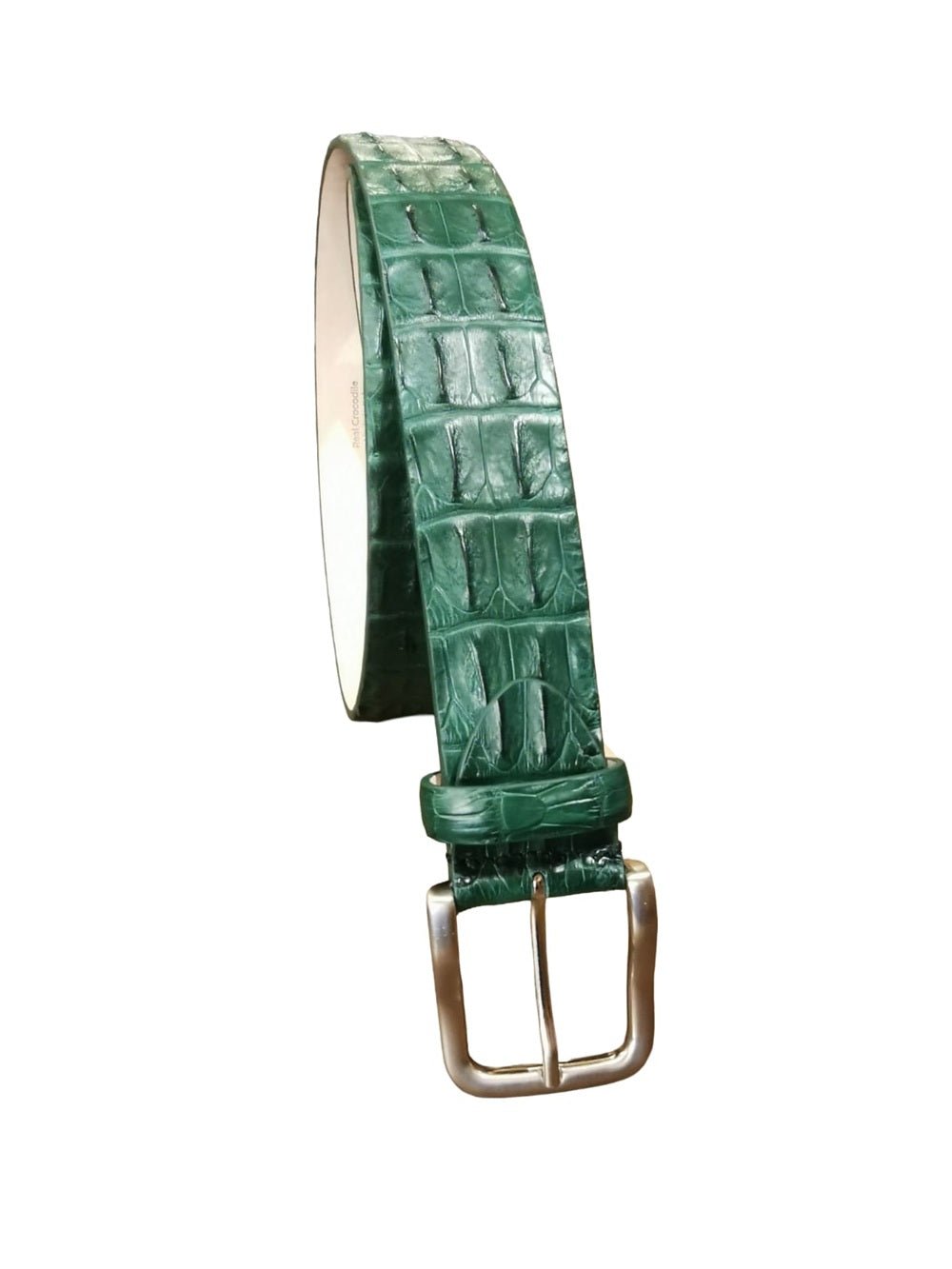 Cintura uomo in schiena di vero coccodrillo Pelletteria Allegrini Filippo C326 Verde smeraldo - Pelletteria Allegrini