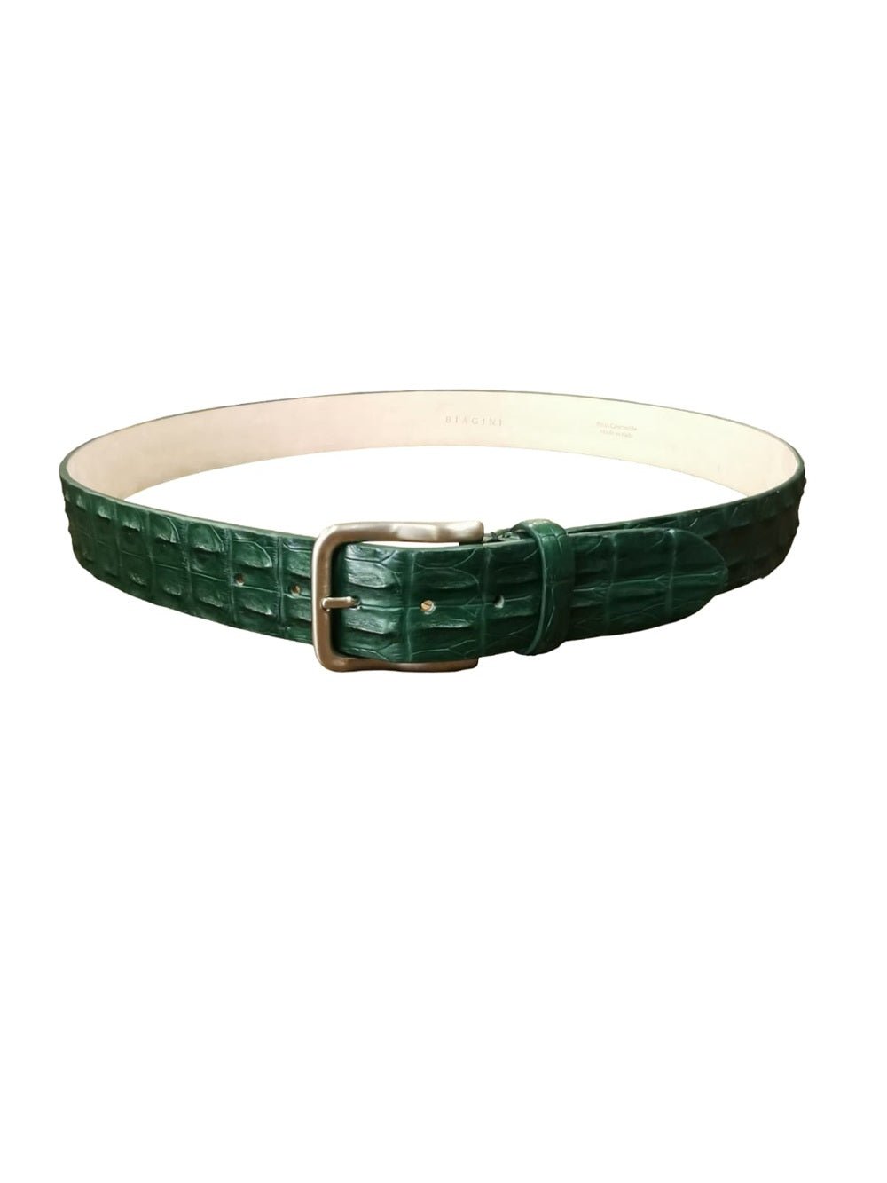 Cintura uomo in schiena di vero coccodrillo Pelletteria Allegrini Filippo C326 Verde smeraldo - Pelletteria Allegrini