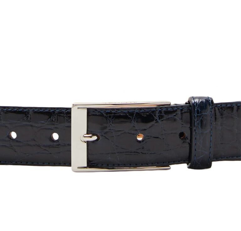 Cintura uomo in vero coccodrillo C102COC blu - Pelletteria Allegrini