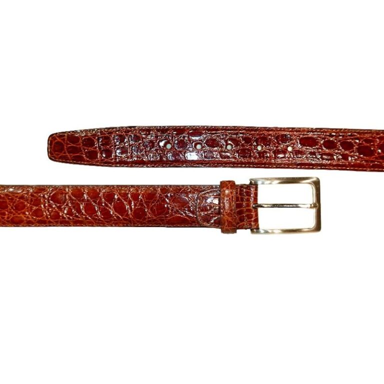 Cintura uomo in vero coccodrillo C102COC golden - Pelletteria Allegrini