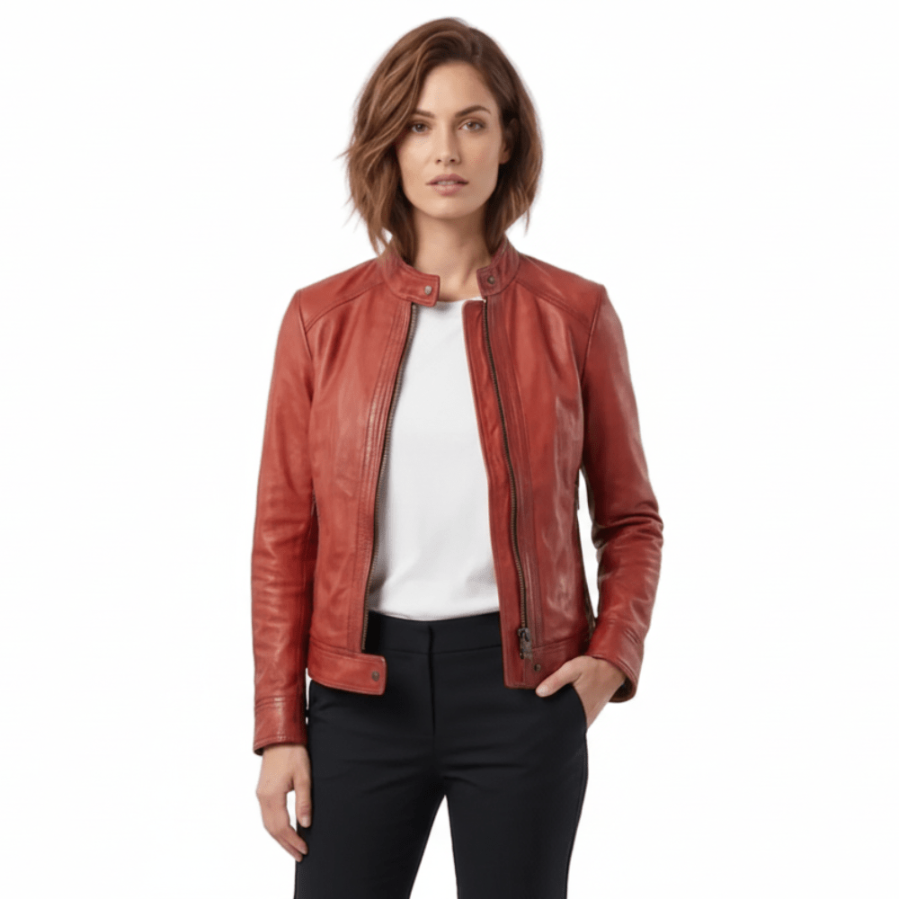 Giacca donna in pelle Pelletteria Allegrini Filippo GAYA Rosso - Pelletteria Allegrini