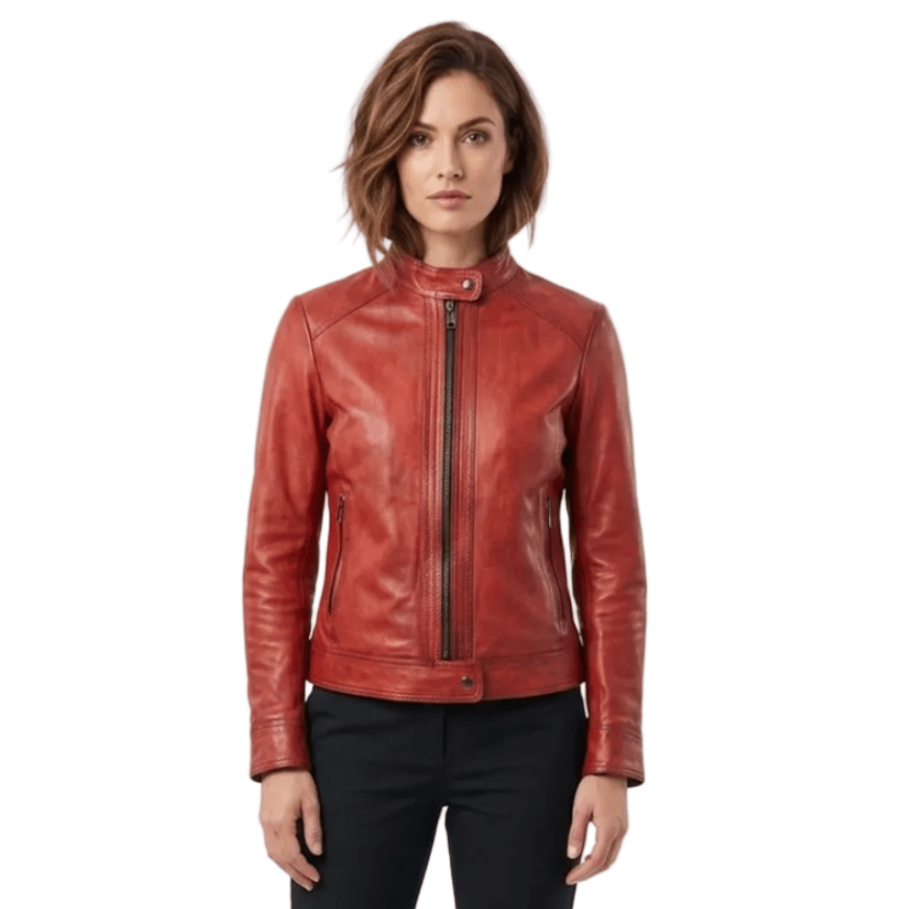 Giacca donna in pelle Pelletteria Allegrini Filippo GAYA Rosso - Pelletteria Allegrini
