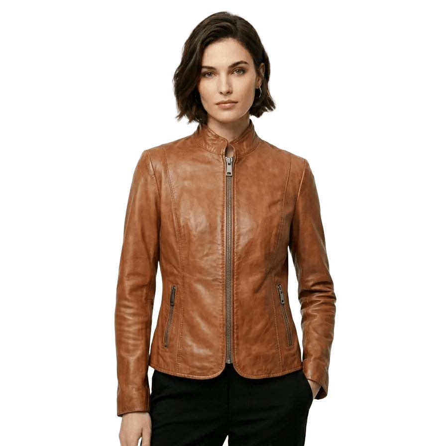 Giacca in pelle donna Pelletteria Allegrini Filippo 783 cuoio - Pelletteria Allegrini