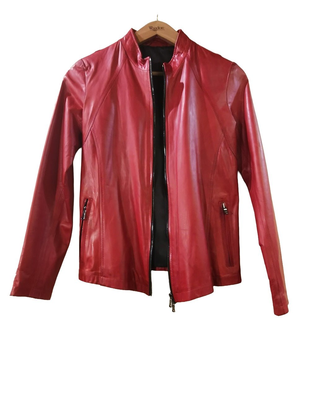 Giacca in pelle donna tamponata a mano Pelletteria Allegrini Filippo ROMANA tuscany Rosso - Pelletteria Allegrini
