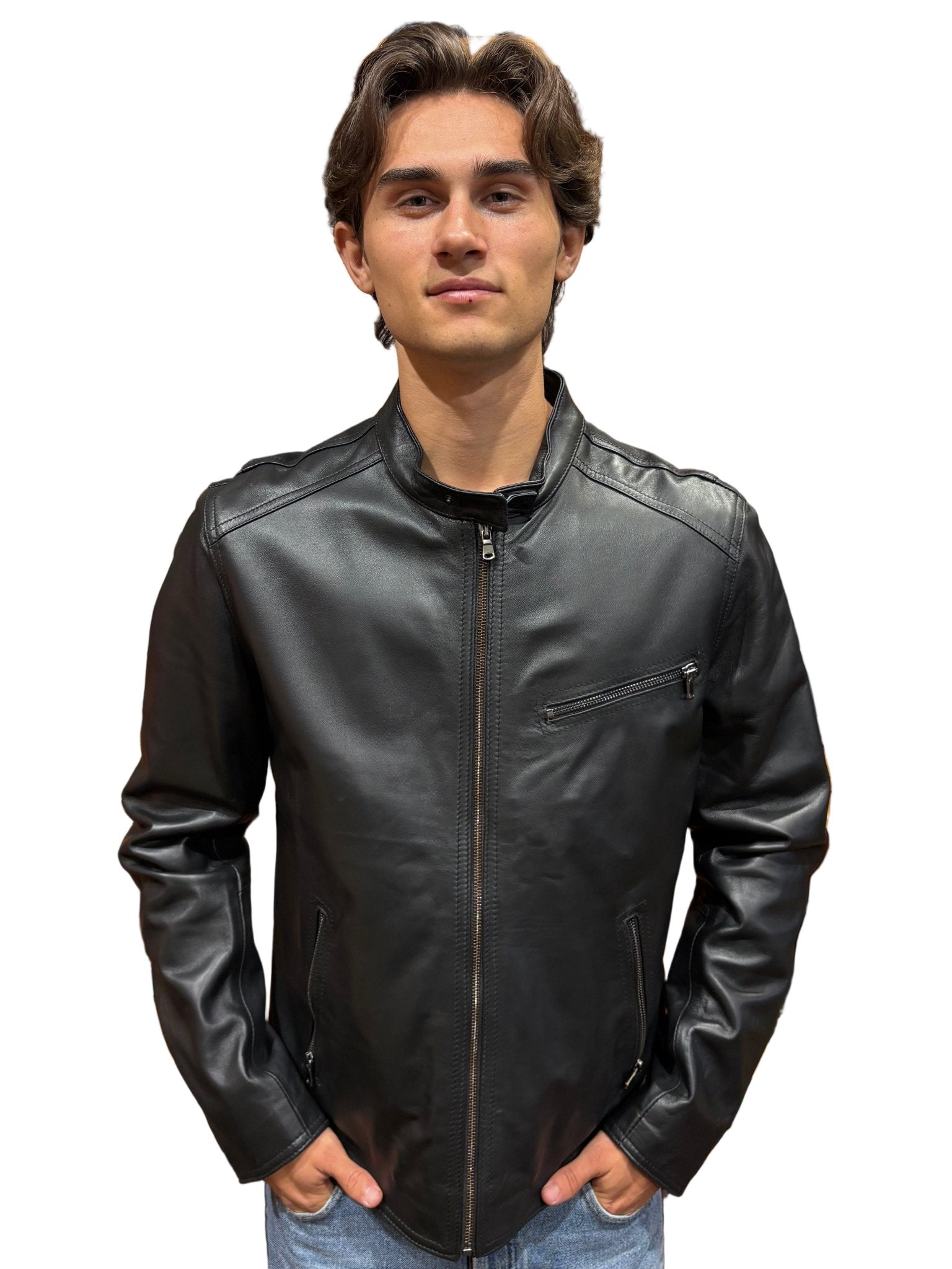 Giacca in pelle uomo Pelletteria Allegrini Filippo MONSTER Nero - Pelletteria Allegrini