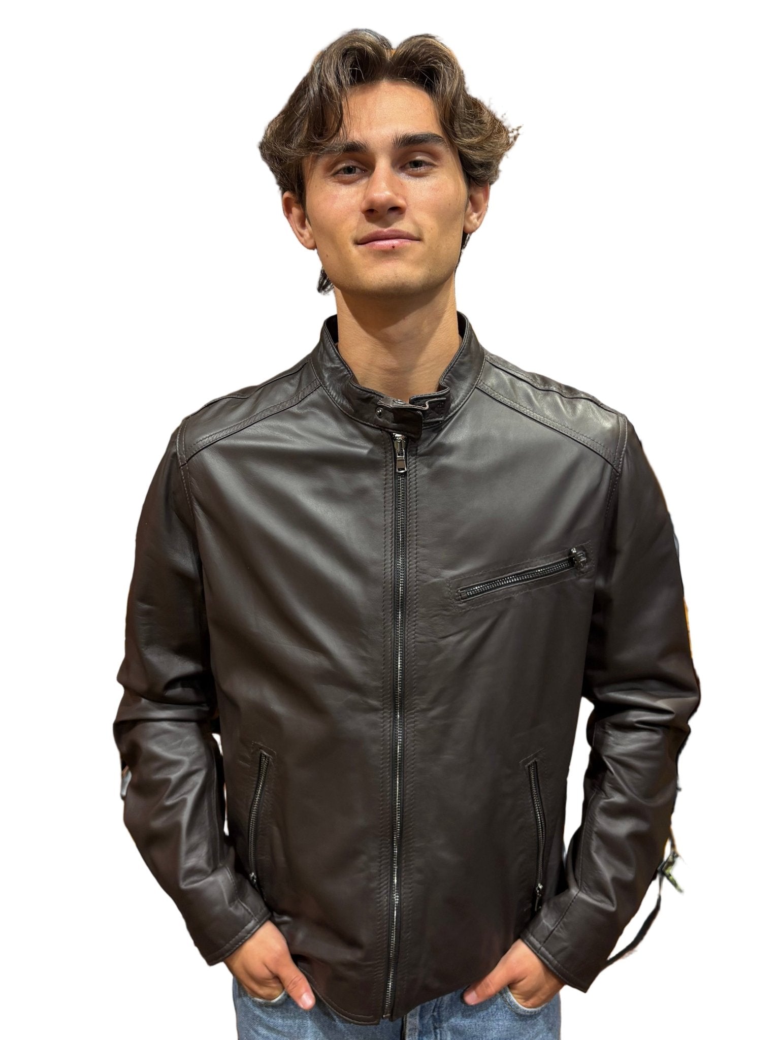 Giacca in pelle uomo Pelletteria Allegrini Filippo MONSTER Testa di moro - Pelletteria Allegrini