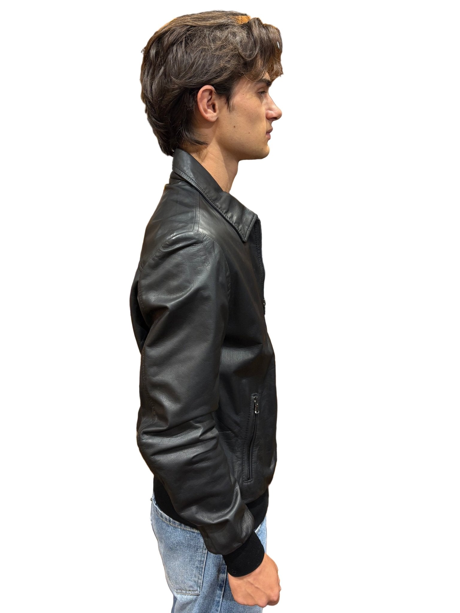 Giacca in pelle uomo Pelletteria Allegrini Filippo RED2 JAP Nero - Pelletteria Allegrini