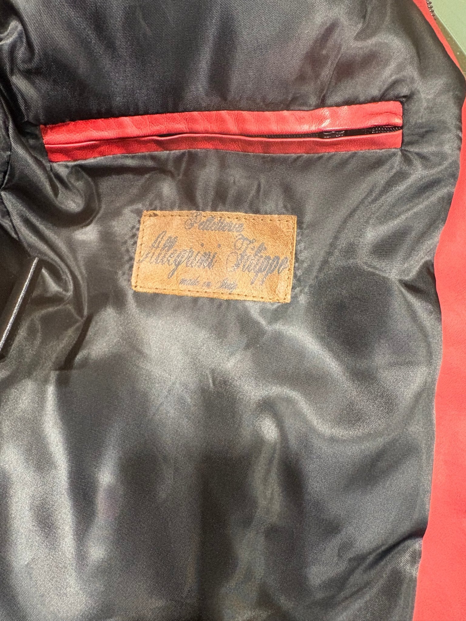 Giacca in pelle uomo tamponata a mano Pelletteria Allegrini Filippo PEGASO tuscany Rosso 54 cliente - Pelletteria Allegrini