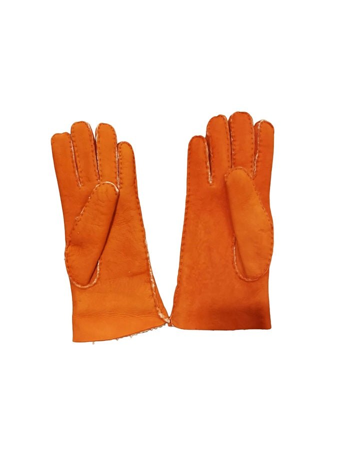 Guanto donna in camoscio e lana merinos Pelletteria Allegrini Filippo G307 Arancio - Pelletteria Allegrini