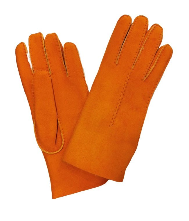 Guanto donna in camoscio e lana merinos Pelletteria Allegrini Filippo G307 Arancio - Pelletteria Allegrini