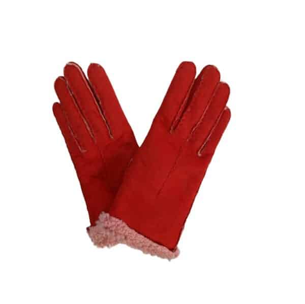 Guanto donna in camoscio e lana merinos Pelletteria Allegrini Filippo G307 rosso - Pelletteria Allegrini