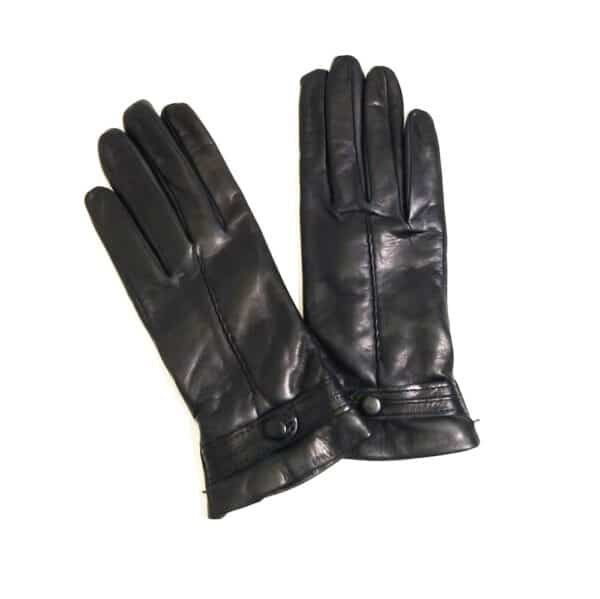 Guanto donna in pelle con bottoncino Pelletteria Allegrini Filippo G4656 nero - Pelletteria Allegrini