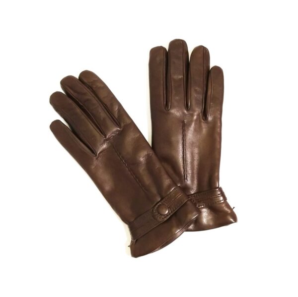 Guanto donna in pelle con bottoncino Pelletteria Allegrini Filippo G4656 testa di moro - Pelletteria Allegrini