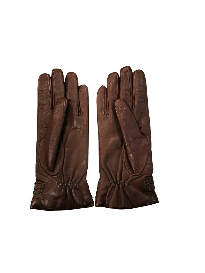 Guanto donna in pelle con bottoncino Pelletteria Allegrini Filippo G4656 testa di moro - Pelletteria Allegrini