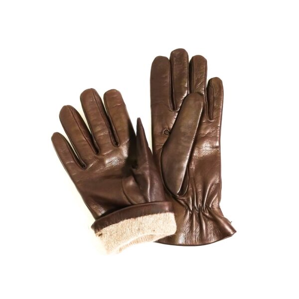Guanto donna in pelle con bottoncino Pelletteria Allegrini Filippo G4656 testa di moro - Pelletteria Allegrini