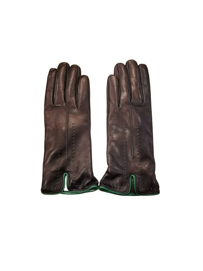 Guanto donna in pelle con dettaglio cuciture Pelletteria Allegrini Filippo G4758 Blu/Verde - Pelletteria Allegrini