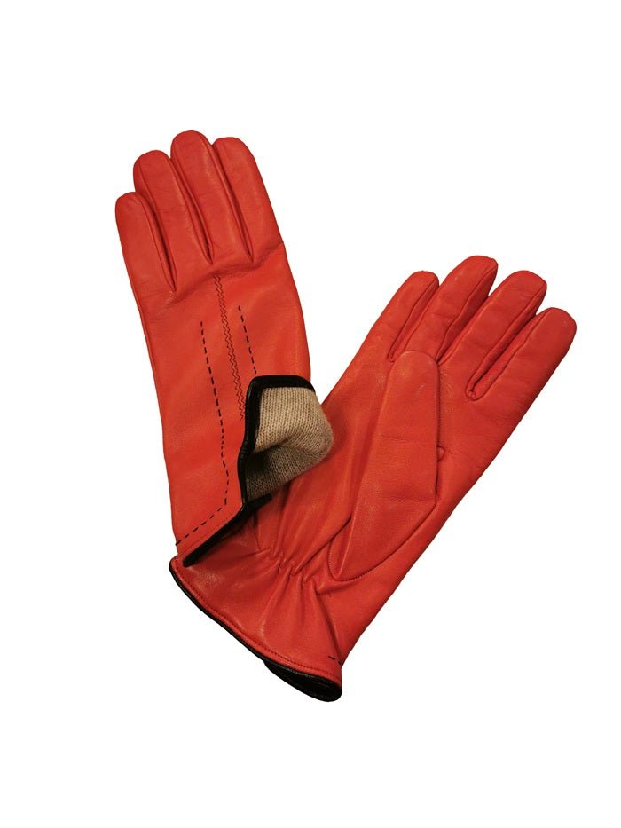 Guanto donna in pelle con dettaglio cuciture Pelletteria Allegrini Filippo G4758 rosso/nero - Pelletteria Allegrini