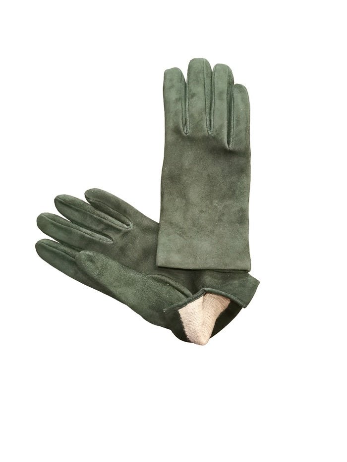 Guanto donna in pelle scamosciata Pelletteria Allegrini Filippo G300 verde bottiglia - Pelletteria Allegrini