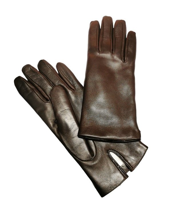 Guanto donna liscio in pelle fodera lapin Pelletteria Allegrini Filippo G303L Marrone - Pelletteria Allegrini