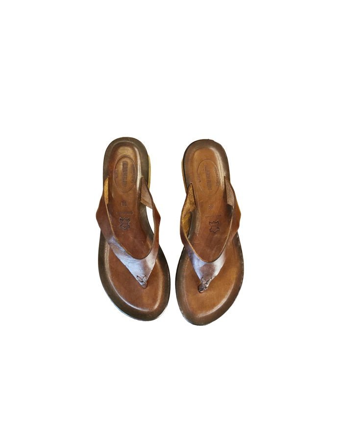Infradito da donna in cuoio Pelletteria Allegrini Filippo W1366 Marrone - Pelletteria Allegrini