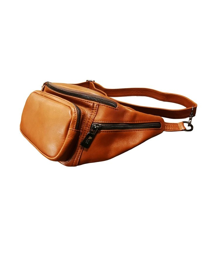 Marsupio grande in pelle Bruno Rossi RH42 Brandy - Pelletteria Allegrini