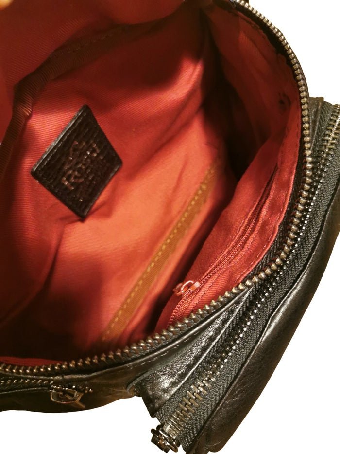 Marsupio grande in pelle Bruno Rossi RH42 Nero - Pelletteria Allegrini