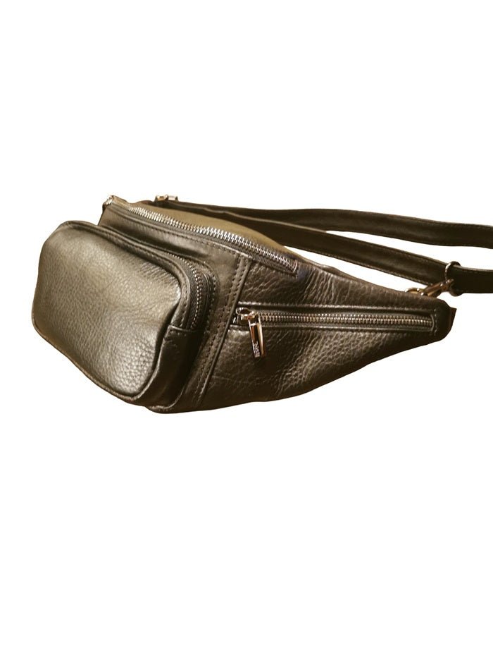 Marsupio grande in pelle Bruno Rossi RH42 Nero - Pelletteria Allegrini