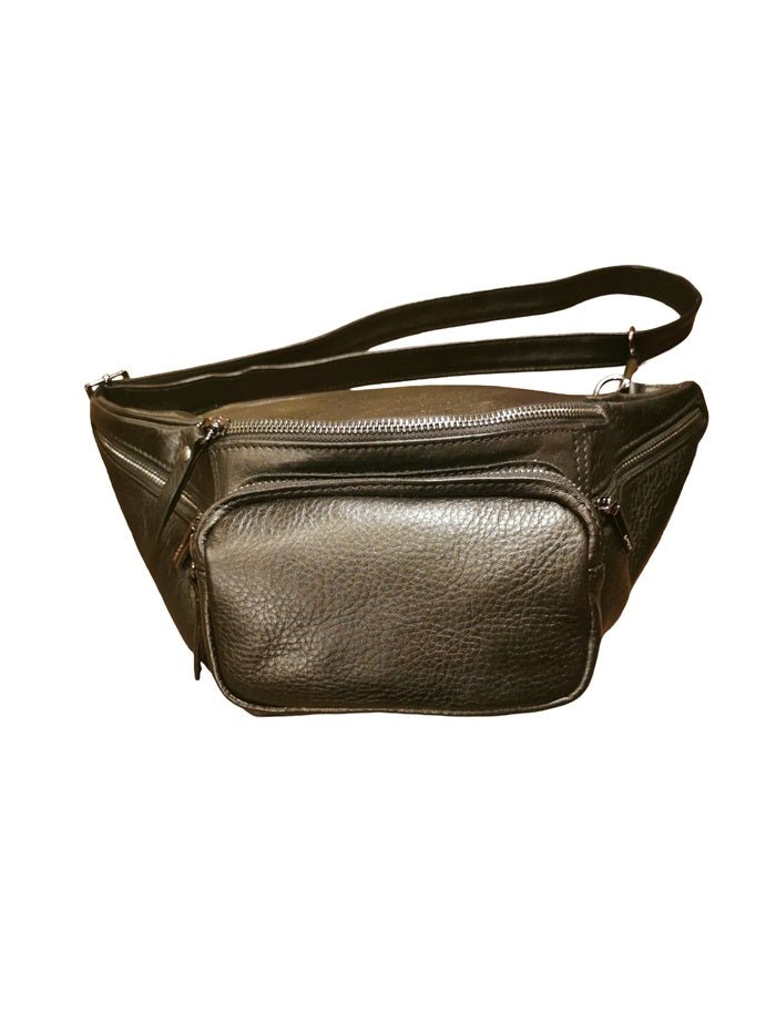 Marsupio grande in pelle Bruno Rossi RH42 Nero - Pelletteria Allegrini
