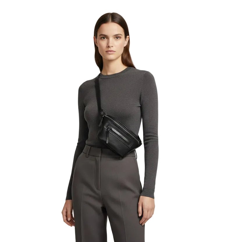 Marsupio in pelle Bruno Rossi R260 Nero - Pelletteria Allegrini