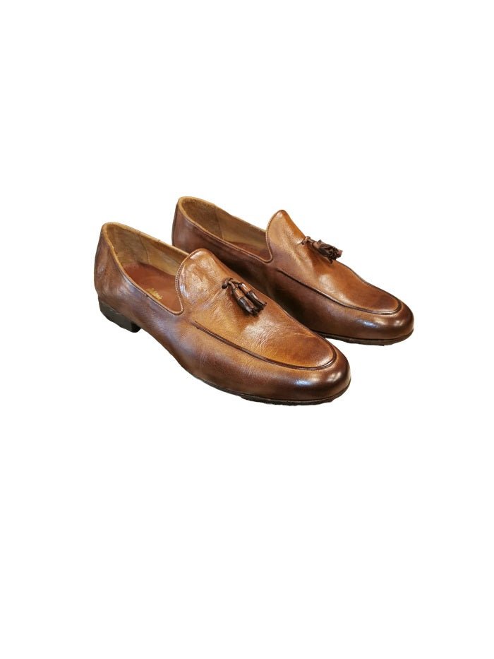 Mocassino da uomo in pelle con nappine Pelletteria Allegrini Filippo TISSI Cerro - Pelletteria Allegrini