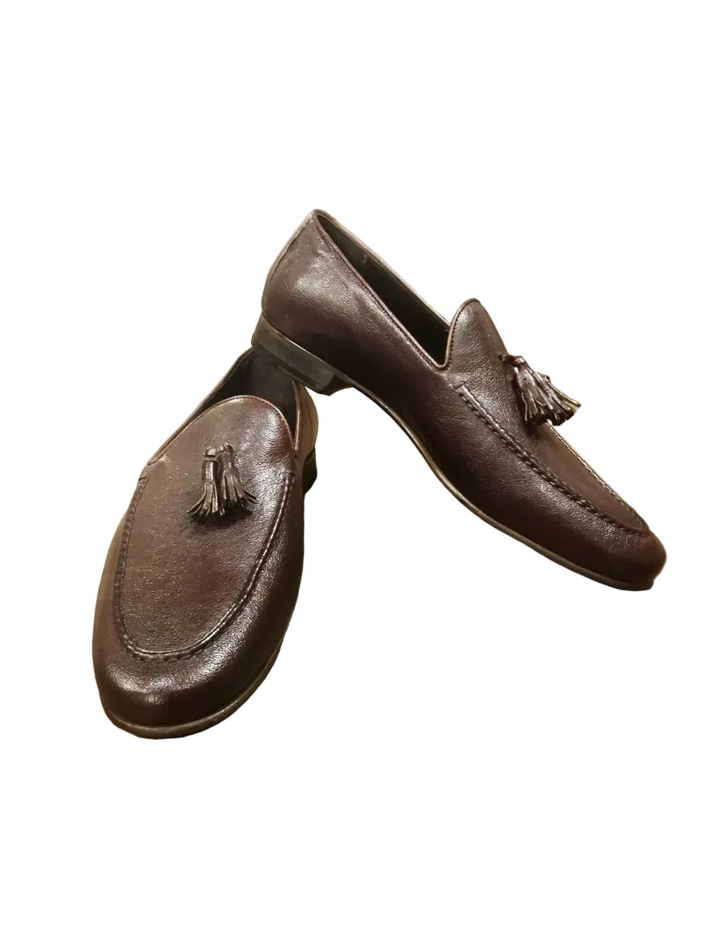 Mocassino da uomo in pelle con nappine Pelletteria Allegrini Filippo TISSI Sigaro - Pelletteria Allegrini
