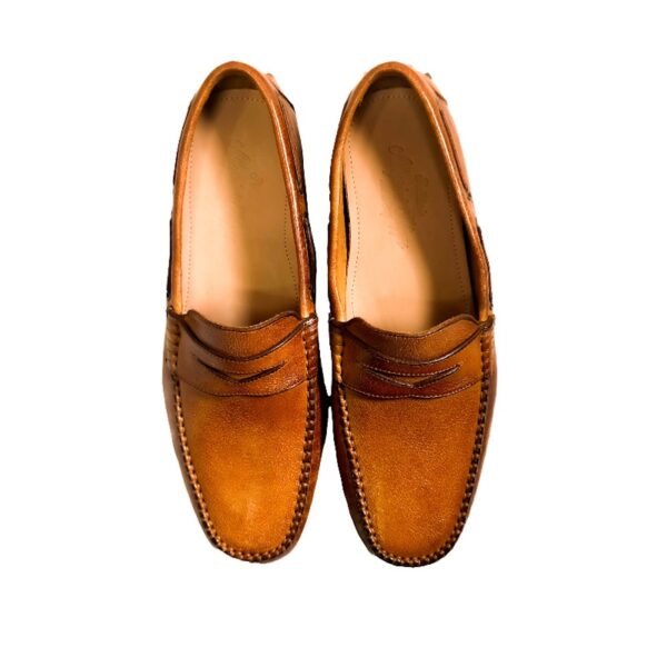 Mocassino da uomo in pelle Pelletteria Allegrini Filippo 2515 Cuoio - Pelletteria Allegrini
