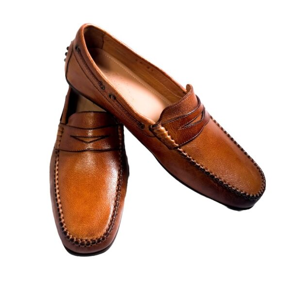 Mocassino da uomo in pelle Pelletteria Allegrini Filippo 2515 Cuoio - Pelletteria Allegrini